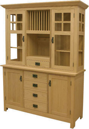 Shaker Heritage Hutch & Buffet with grills in top doors & gables
