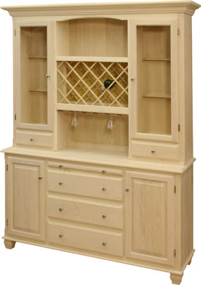 4 Door Hutch & Buffet with wine rack and holders